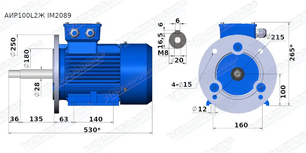 Чертеж электродвигателя АИР100L2Ж Чертеж АИР100L2 У3 IM2089