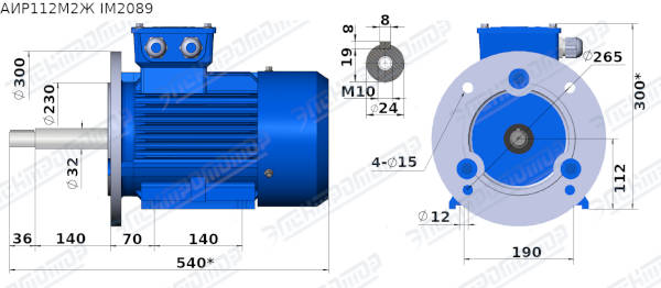 Чертеж электродвигателя АИР112М2Ж IM2089