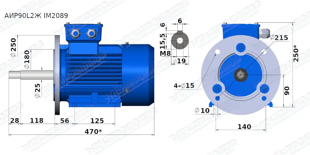 Чертеж электродвигателя АИР90L2Ж IM2089
