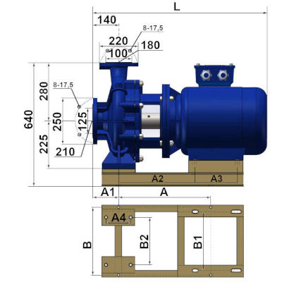 Чертеж КМ125-100-250 (Чертеж насоса: Насосный агрегат)