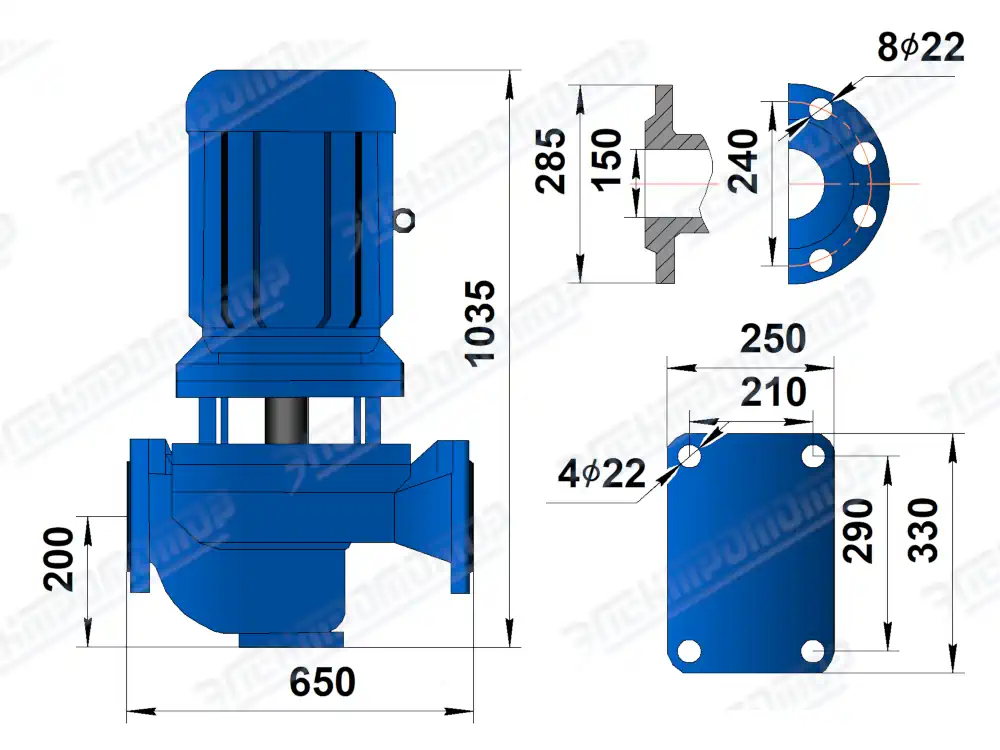 Чертеж КМЛ150-200 (Насосный агрегат)
