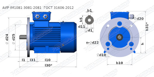 Чертеж электродвигателя АИР