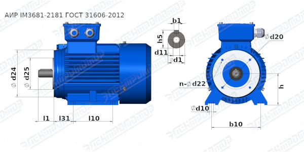 Чертеж электродвигателя АИР