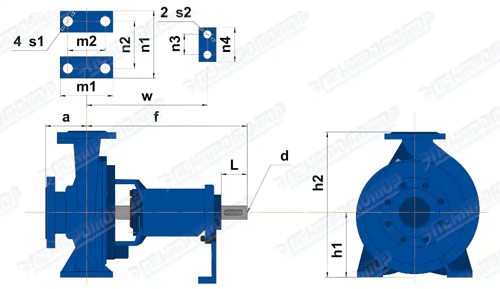 Размеры насоса типа К